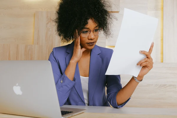 person checking document